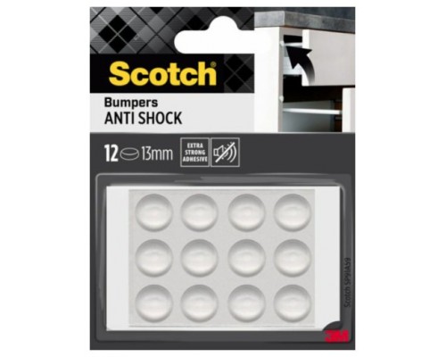 BLISTER 12 TOPES ADHESIVOS ANTIGOLPES 13MM DIAMETRO TRANSPARENTES SP91A59 SCOTCH 7100309740 (Espera 4 dias)