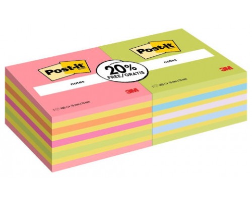 PACK 2 BLOCS 450 HOJAS NOTAS ADHESIVAS 76X76MM COLORES SURTIDOS 2028-OCPPX2 POST-IT 7100321423 (Espera 4 dias)