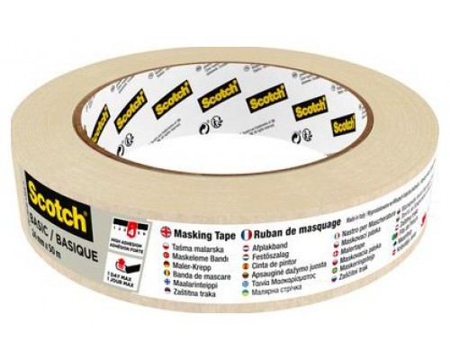 ROLLO CINTA ADHESIVA DE ENMASCARAR PINTOR BASIC 24MM X 50M SCOTCH 7100333168 (Espera 4 dias)