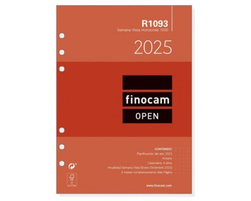 RECAMBIO ANUAL 2025 R1093 OPEN1000 155X215MM SEMANA VISTA HORIZONTAL FINOCAM 711590025 (Espera 4 dias)