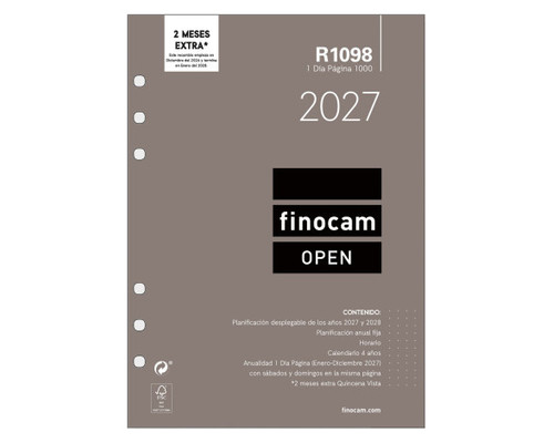 RECAMBIO ANUAL 2027 R1098 OPEN1000 155X215MM DIA PAGINA FINOCAM 711680027 (Espera 4 dias) RECAMBIO ANUAL 2027 R1098 OPEN1000 155X215MM DIA PAGINA FINOCAM 711680027 (Espera 4 dias)