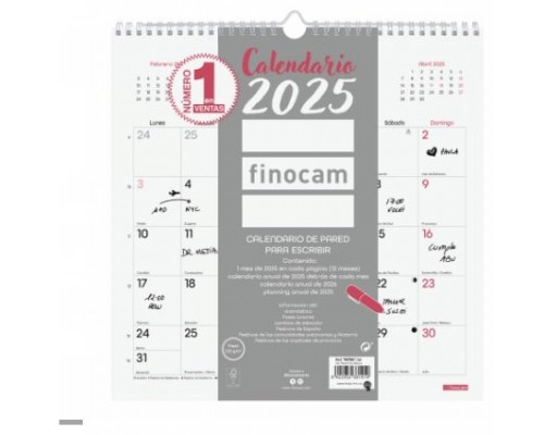 CALENDARIO 2025 PARED TRENDY CHIC ESCRIBIR 300X300MM BLANCO FINOCAM 787007325 (Espera 4 dias)