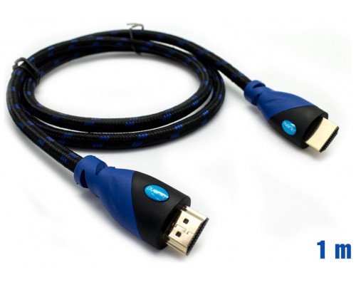 Cable HDMI Mallado v.1.4 M/M 30AWG Azul/Negro 1m BIWOND (Espera 2 dias)