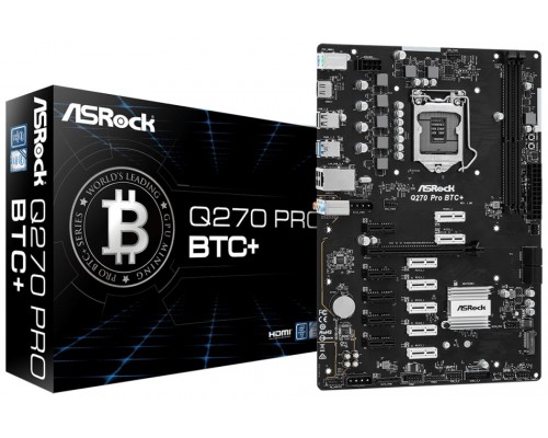 PLACA ASROCK Q270 PRO BTC+,INTEL,1151,Q270,2DDR4,32GB,HDMI,GBLAN,4SATA3+M.2,2USB3.2,ATX (ESPECIAL MINING-12PCIex1+1PCIex16) (Espera 4 dias)