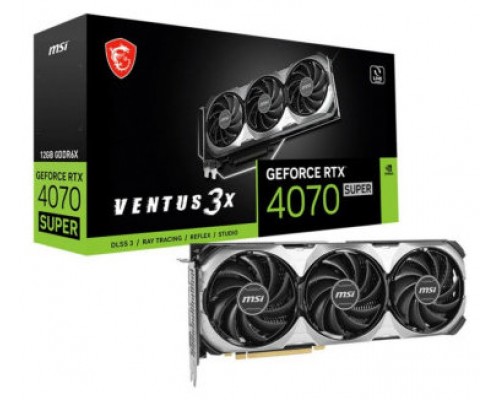 VGA MSI RTX 4070 SUPER 12G VENTUS 3X,NV,RTX4070SUPER,12GB,GDDR6X,192BIT,3DP+1HDMI,TORX FAN 4.0,3 VENTILADORES (Espera 4 dias)