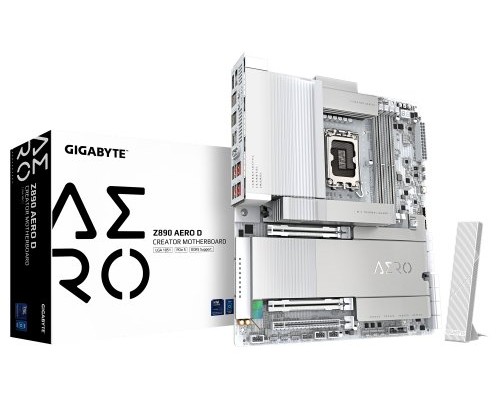 GIGABYTE Z890 AERO D Placa Base - Compatible con CPUs Intel Core Ultra (Serie 2), VRM de 16+1+2 fases, hasta 9500MHz DDR5 (OC), PCIe 5.0 M.2, Wi-Fi 7, Thunderbolt 5 (Espera 4 dias)