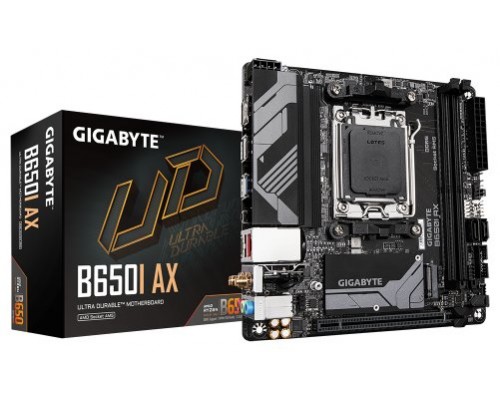 GIGABYTE B650I AX Placa base - AMD Ryzen serie 9000, VRM de 5+2+1 fases, hasta 6400 MHz DDR5 (OC), 1xPCIe 4.0 M.2, LAN 2,5 GbE, WIFI 6E, USB 3.2 Gen 2 (Espera 4 dias)