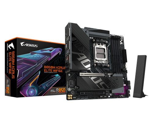 GIGABYTE B850M AORUS ELITE WIFI6E Placa base - Procesadores AMD Ryzen serie 9000, VRM digital de 12+2+2 fases, hasta 8200 MHz DDR5 (O.C.), 1x M.2 PCIe 5.0 + 1x M.2 PCIe 4.0, Wi-Fi 6E, LAN 2.5 GbE, USB 3.2 Gen 2 (Espera 4 dias) GIGABYTE B850M AORUS ELITE WIFI6E Placa base - Procesadores AMD Ryzen serie 9000, VRM digital de 12+2+2 fases, hasta 8200 MHz DDR5 (O.C.), 1x M.2 PCIe 5.0 + 1x M.2 PCIe 4.0, Wi-Fi 6E, LAN 2.5 GbE, USB 3.2 Gen 2 (Espera 4 dias)