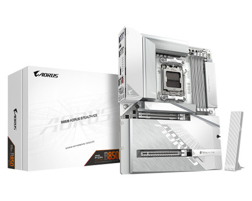 GIGABYTE B850 AORUS STEALTH ICE Placa Base &ndash; Procesadores AMD Ryzen serie 9000, VRM digital de 14+2+2 fases, hasta 8200 MHz DDR5 (OC), 2 x M.2 PCIe 5.0 + 2 x PCIe 4.0, Wi-Fi 7, LAN 5 GbE, USB 3.2 Gen 2 (Espera 4 dias)