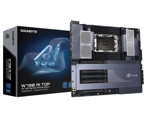 PLACA GIGABYTE W790 AI TOP,INTEL,LGA4677,W790,8DDR5,ECC R-DIMM,2DPIN+2THUNDERBOALT,2TB,8SATA+2M.2,8USB 3.2+2USB4,LAN10GB+WIFI7+BT5.4,E-ATX (Espera 4 dias)