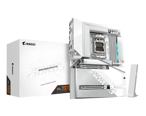 GIGABYTE X870 AORUS STEALTH ICE Placa Base &ndash; Compatible con procesadores AMD Ryzen 9000, VRM digital de 16+2+2 fases, hasta 8200 MHz DDR5 (OC), 2 x PCIe 5.0 + 2 x PCIe 4.0, Wi-Fi 7, LAN 5 GbE, USB 4 (Espera 4 dias)