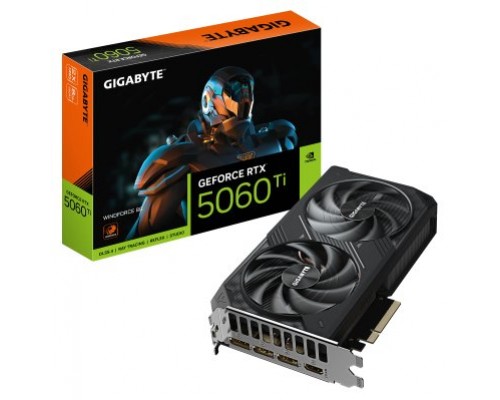 GIGABYTE GeForce RTX 5060 Ti WINDFORCE 8G Tarjeta Gráfica – 8 GB GDDR7, 128 bits, PCI-E 5.0, 2572 MHz Frecuencia del núcleo, 3 x DisplayPort, 1 x HDMI, GV-N506TWF2-8GD (Espera 4 dias)