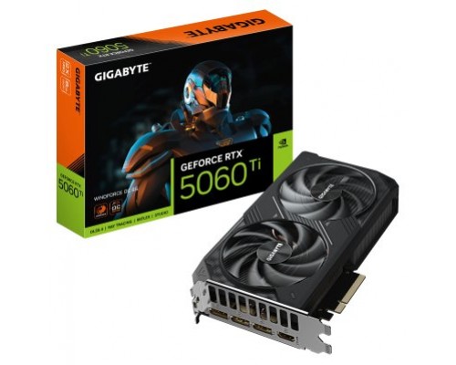 GIGABYTE GeForce RTX 5060 Ti WINDFORCE OC 8G Tarjeta Gráfica – 8 GB GDDR7, 128 bits, PCI-E 5.0, 2587 MHz Frecuencia del núcleo, 3 x DisplayPort, 1 x HDMI, GV-N506TWF2OC-8GD (Espera 4 dias)