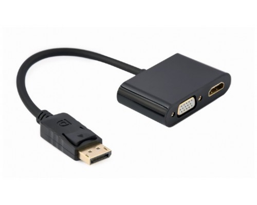 DISPLAY GEMBIRD PORT MACHO A HDMI HEMBRA + CABLE ADAPTADOR VGA HEMBRA NEGRO