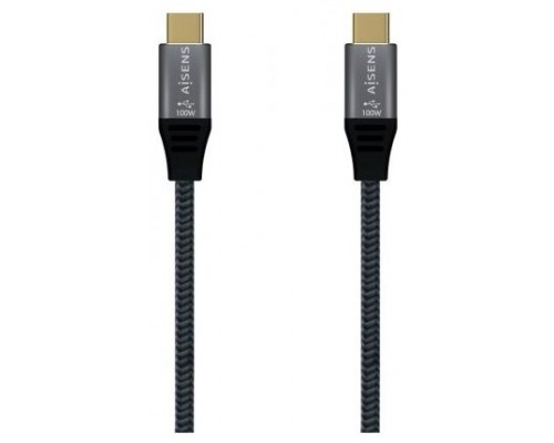 AISENS - CABLE USB 2.0 ALUMINIO 5A 100W E-MARK, USB-C/M-USB-C/M, GRIS, 2.0M