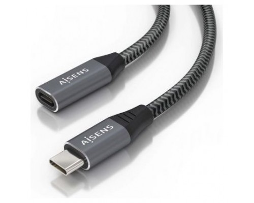 AISENS - CABLE USB 3.2 GEN2x2 ALUMINIO 20GBPS 8K@30HZ 5A 100W, TIPO USB-C/M-USB-C/H, GRIS, 2.0M