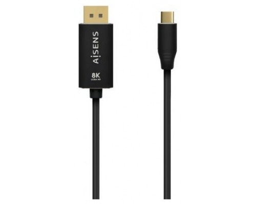 AISENS - CABLE CONVERSOR ALUMINIO USB-C A DISPLAYPORT 8K@60HZ, USB-C/M-DP/M, NEGRO, 0.8M