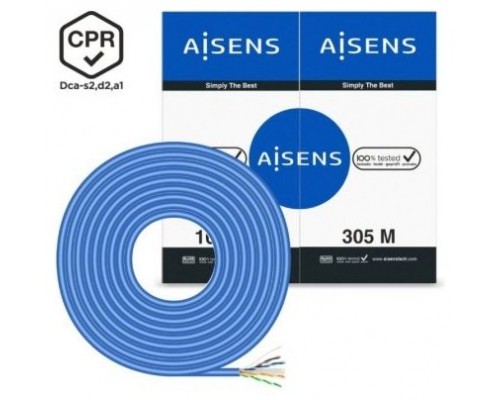 AISENS - Cable de Red RJ45 LSZH CPR Dca CAT.6 UTP AWG24, AZUL, 305M