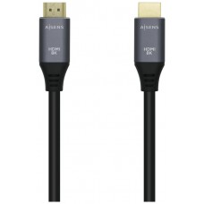 AISENS - CABLE HDMI V2.1 ULTRA ALTA VELOCIDAD / HEC 8K@60HZ 48GBPS, A/M-A/M, GRIS/NEGRO, 1.0M