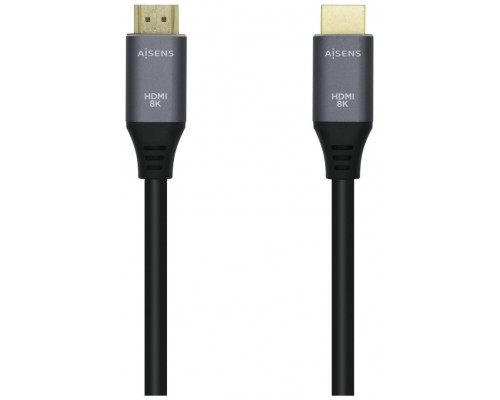 AISENS - CABLE HDMI V2.1 ULTRA ALTA VELOCIDAD / HEC 8K@60HZ 48GBPS, A/M-A/M, GRIS/NEGRO, 1.0M