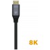 AISENS - CABLE HDMI V2.1 ULTRA ALTA VELOCIDAD / HEC 8K@60HZ 48GBPS, A/M-A/M, GRIS/NEGRO, 1.0M