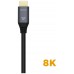 AISENS - CABLE HDMI V2.1 ULTRA ALTA VELOCIDAD / HEC 8K@60HZ 48GBPS, A/M-A/M, GRIS/NEGRO, 1.0M