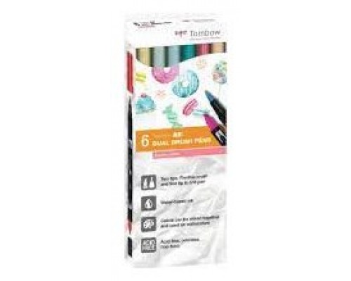 ESTUCHE 6 ROTULADORES DOBLE PUNTA PINCEL. COLORES CANDY DUAL BRUSH (CAJA CARTÓN) TOMBOW ABT-6C-4 (Espera 4 dias)