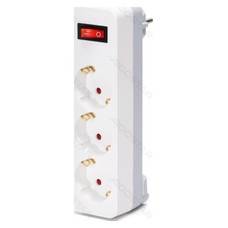 ENCHUFE DE CONVERSION ALEMAN 1 A 3 16A CON INTERRUPTOR BLANCO/GRIS AIGOSTAR (Espera 4 dias)