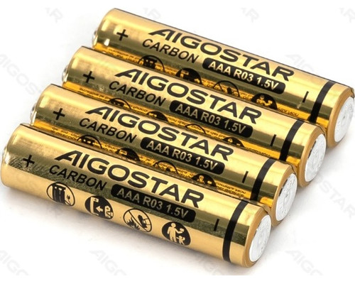 PILA DE CARBONO-ZINC R03 (AAA) 1.5V 4 UDS AIGOSTAR (Espera 4 dias)