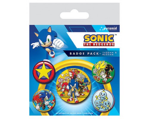 SET DE CHAPAS (5 UNIDADES)  SONIC THE HEDGEHOG (SPEED TEAM) MEDIDAS: 1 X 3,8 CM/ 4 X 2,5CM PYRAMID REDSTRING BP80804 (Espera 4 dias)