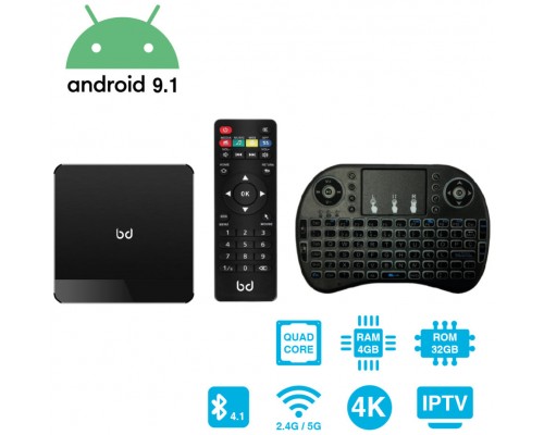 Smart TV Android 9.1 HDR 4K + Teclado Inalámbrico 4GB RAM 32GB ROM HomeBox Pro Biwon (Espera 2 dias)