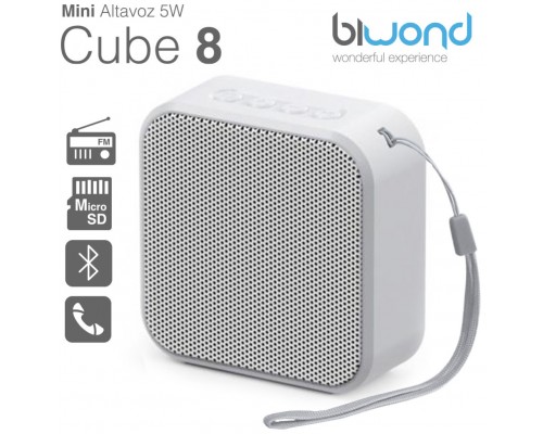 Mini Altavoz Bluetooth 5W Cube 8 Blanco Biwond (Espera 2 dias)