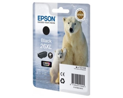 Epson Claria Premium Cartucho Negro 26XL Alta(Blister + Alarma acustico/Radiofrecuencia)