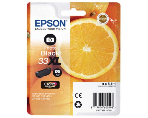 EPSON Expression Home XP-530/XP630/XP635/XP830 Cartucho Negro Foto 33XL