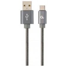 CABLE DE CARGA Y DATOS GEMBIRD USB TIPO C DE METAL EN ESPIRAL PREMIUM, 1 M, GRIS