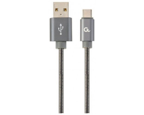 CABLE DE CARGA Y DATOS GEMBIRD USB TIPO C DE METAL EN ESPIRAL PREMIUM, 1 M, GRIS