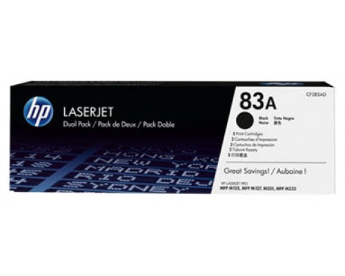 HP LaserJet M125/M127/M201 Pack 2 Toner Negro 83AD