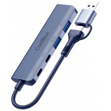 Coolbox HUB4 Lite USB-C/A 4 Puertos Aluminio