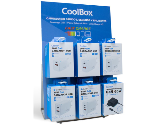 COOLBOX PACK 12 CARGADORES GAN2 + EXPOSITOR