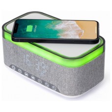 RELOJ DESPERTADOR GEMBIRD DIGITAL CON FUNCION DE CARGA INALAMBRICA BLANCO-GRIS