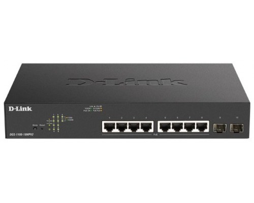 D-LINK SWITCH 8 PUERTOS 10/100/1Gbit PoE+ MAx w/2 SFP EASYSMART (Espera 4 dias)