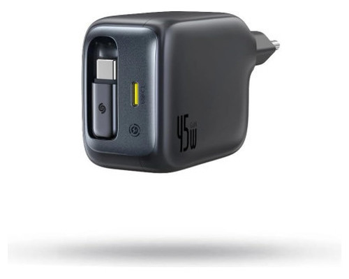 OS-BASEUS ENERCORE CJ11 FAST CHARGER WITH RETRACTABLE CABLE 2C 45W EU COSMIC BLACK (Espera 4 dias)