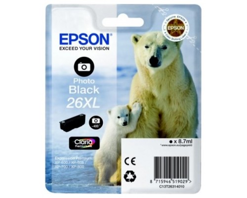 TINTA EPSON C13T26314012 Nº 26XL NEGRO PHOTO (Espera 4 dias)