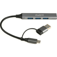 EWENT HUB USB-A-C 5Gbps 3puertos 3.1 USB A alum