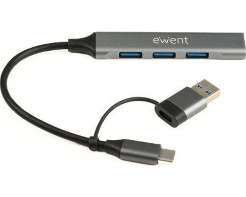 EWENT HUB USB-A-C 5Gbps 3puertos 3.1 USB A alum