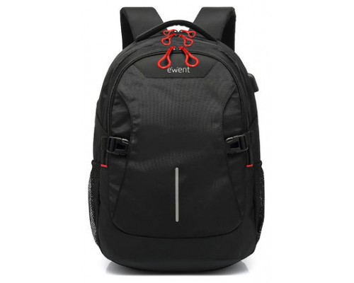 MOCHILA EWENT PARA PORTATIL 15.6"" NEGRA CON CONEXION USB