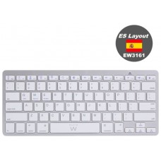 Ewent EW3161 teclado Bluetooth QWERTY Español Plata, Blanco (Espera 4 dias)