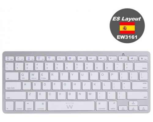 Ewent EW3161 teclado Bluetooth QWERTY Español Plata, Blanco (Espera 4 dias)