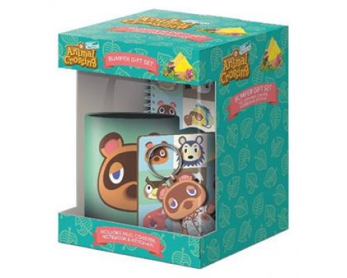 SET DE REGALO TAZA, CUADERNO, LLAVERO Y POSAVASOS ANIMAL CROSSING NEW HORIZON FACES PYRAMID REDSTRING GP85812 (Espera 4 dias)