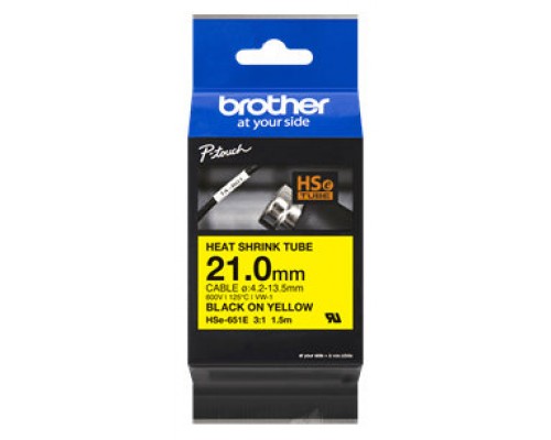 BROTHER Cinta tubo termorretractil. Texto negro sobre fondo amarillo. PTE550W, PTP750W, PTP900W, PTP